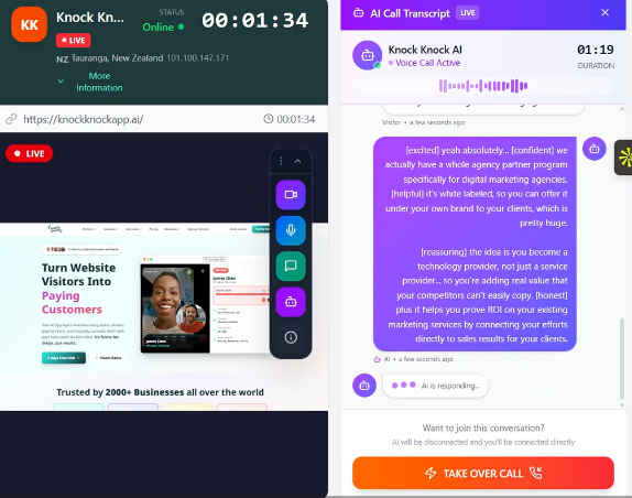 Human Takeover - AI Call Transcript and Live Dashboard